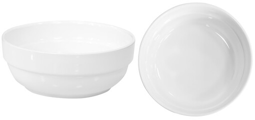 Real white ceramic plate photographed in studio and isolated on transparent background