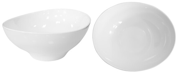 Real white ceramic plate photographed in studio and isolated on transparent background