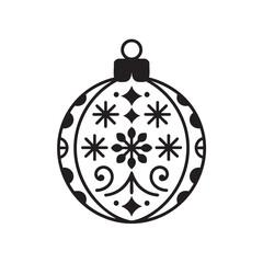 Obraz premium Black Christmas Ornament with Snowflakes on White Background