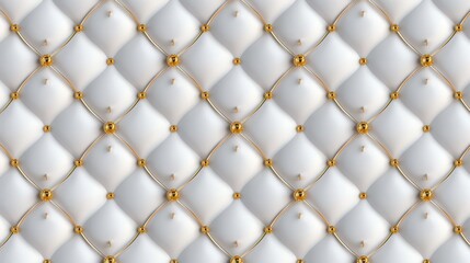 Fototapeta premium Elegant Upholstery Texture with Golden Accents and Soft White Cushions for Interior Design Inspiration