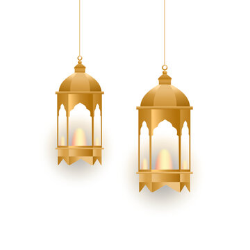 Ramadan gold latern on isolated white