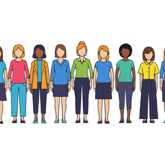 Fototapeta premium Diverse group of women standing together in a row