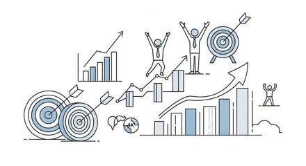 Fototapeta premium Achieve Your Goals Business Growth and Success Illustration