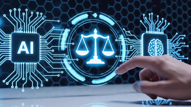 AI and Justice Symbol Interaction, Upscaled 3x