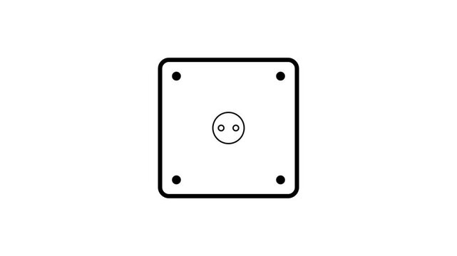Animated power outlet icon changing emotions on white background