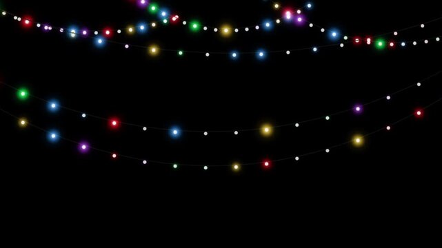 Colorful Party Bulb Lights Garland Animation Loop