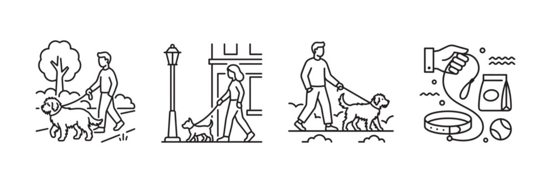 4 Sets of Dog Walking and Essential Pet Care Supplies
