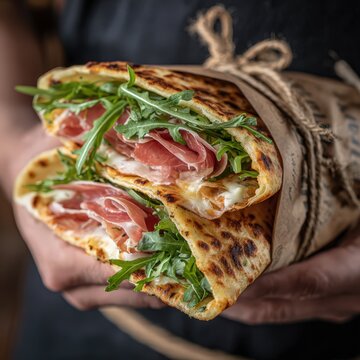 Piadina romagnola traditional italian street food wrap