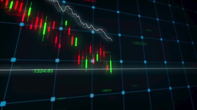 Futuristic Candlestick Chart Animation showing Stock Market 