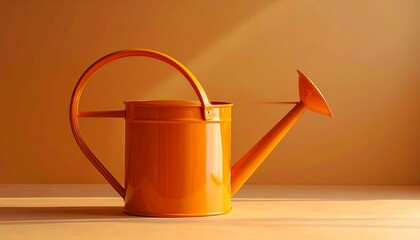Simple orange watering can studio shot conceptual product image for wellness health and lifestyle topics.