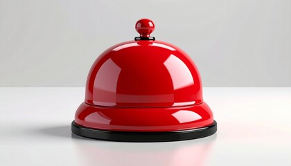Classic Red Service Bell Ready for Use in Modern Setting for Hotels Helpdesks or Customer Service.