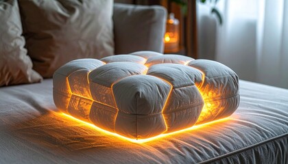 Luminous Ottoman on Sofa Cozy Home Decor Idea Soft Lighting Interior Design Accent Piece.