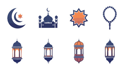 Fototapeta premium Collection Dicônes Spirituelles du Ramadan, Géométriques et Plates