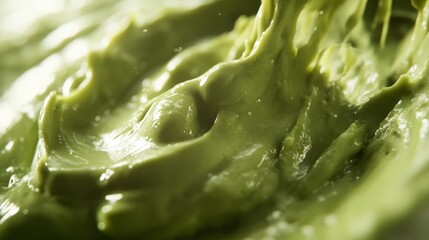 Cinematic close-up of creamy avocado being spread on toast .