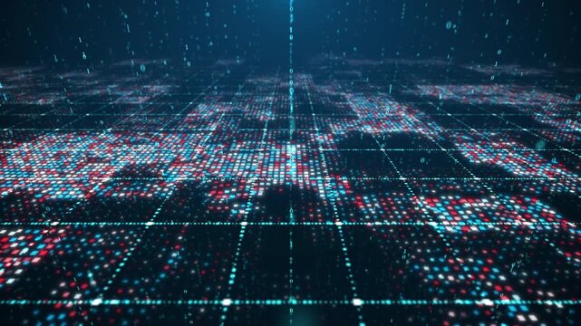 Technologically themed dynamic network particle space wallpaper, 4K