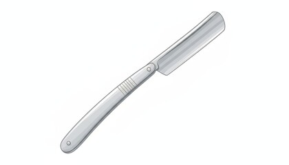 A classic straight razor with a shiny blade and textured handle, designed for precision shaving and grooming.