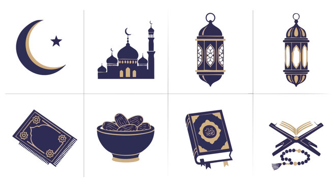 Gold and Indigo Ramadan Icons