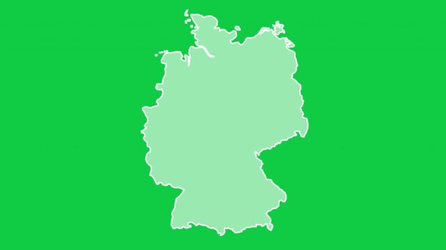 Germany map glow outline animation green background
