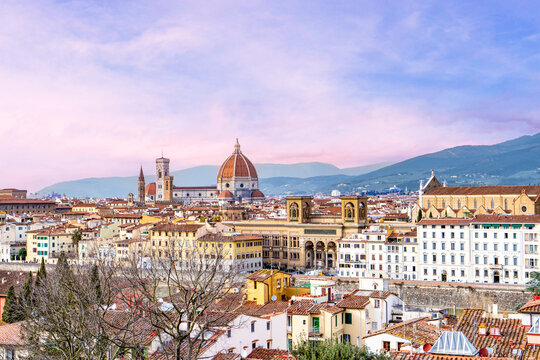 Panoramic skyline of Florence with Duomo cathedral