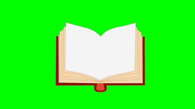 Open Book Education Icon on Green Screen Background