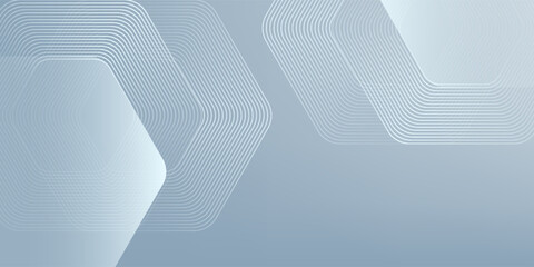 Abstract hexagon lines on gray background. Geometric stripe line art design modern