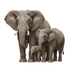 Elephant family with mother father and baby realistic wildlife vector illustration isolated on white background © Pavel