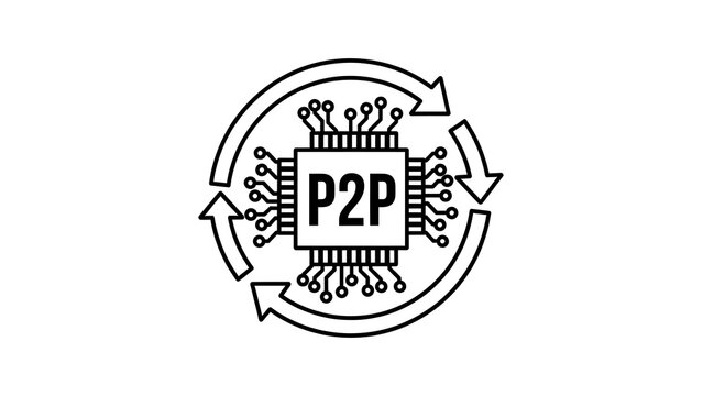 P2 P Chip and Circular Arrows Icon peer to peer network
