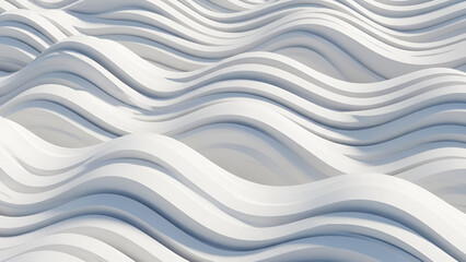 A mesmerizing abstract background features an endless array of smooth, undulating white waves creating a dynamic, rhythmic 3D pattern.