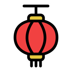 Chinese New Year Lantern Icon Outline Style