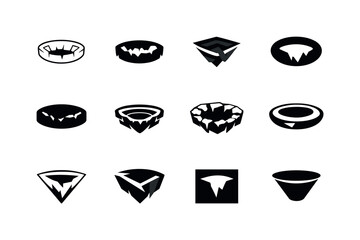 Pit Logo Variations. Pit. Icon set. Set Logo of Pit: deep ground hole. harmonious logo variations of the same emblematic concept, each with different artistic