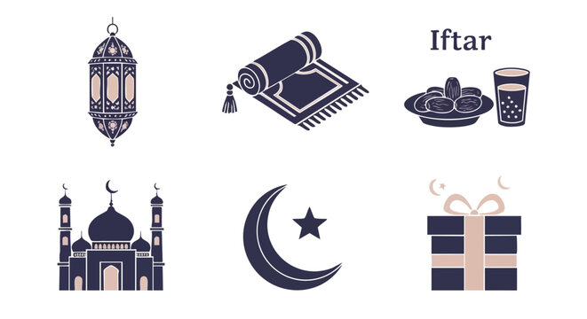 Ic&ocirc;nes Duotones Minimales pour L&Eacute;v&eacute;nement du Ramadan