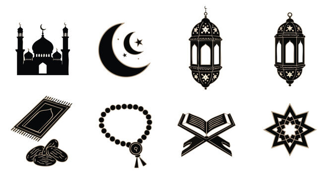 Ic&ocirc;nes Minimalistes Duotone de C&eacute;l&eacute;bration du Ramadan