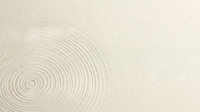 Minimalist Abstract Embossed Tree Rings Texture on Cream Paper Background with Copy Space