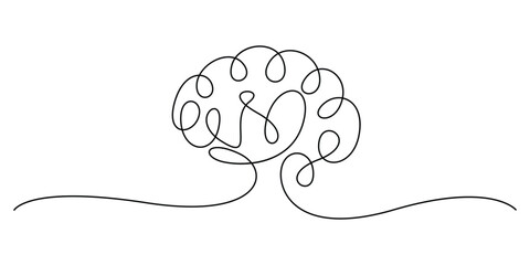 Continuous line drawing art of a brain, Concepts for mental health, psychology, or the balance between logic and emotions vector design © MD