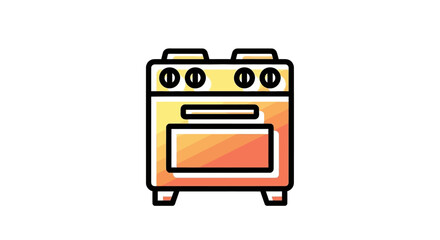 Fototapeta premium Modern kitchen stove oven icon in flat design style a vibrant culinary appliance graphic