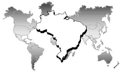 Obraz premium World Map showing Brazil for Laser Engraver 