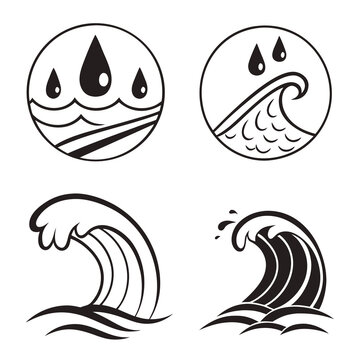 Four distinct wave patterns showcasing different types of ocean waves and their unique characteristics Vector