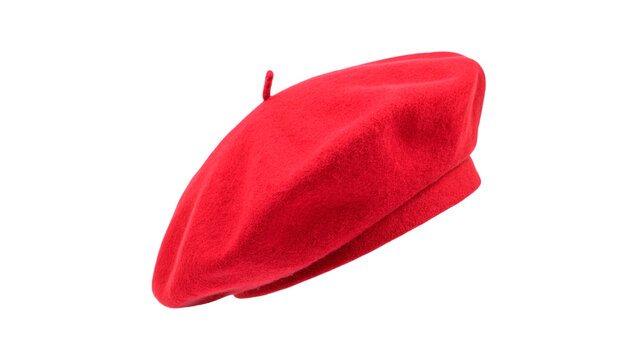 french Red beret  isolated on transparent background