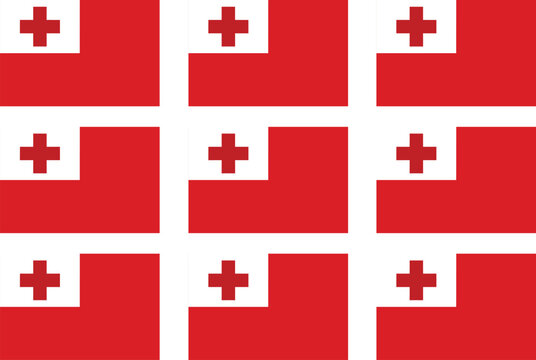 Tonga national flag pattern arranged in grid layout with red field and white canton cross, vector background for patriotic and country identity design