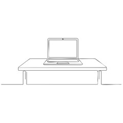 Laptop on Desk line drawing