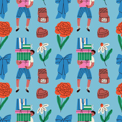 Valentines Day colorful seamless pattern