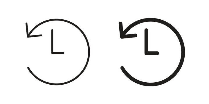 History icons for graphic design, logo, Web site, social media, UI, mobile app, vector illustration