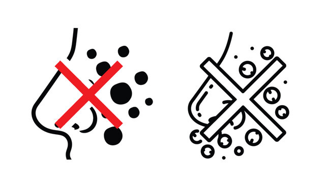 No Face Touching and Nasal Contamination Icons for Infection Control Posters and Personal Hygiene Campaigns