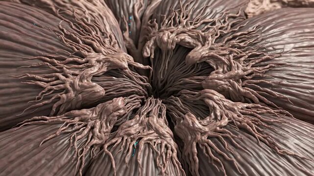 Dehydrated muscle fibers show weaker calcium signaling and slower ATP cycling. Contraction waves lose strength and coordination, visually explaining rapid fatigue, cramps, and decreased endurance 