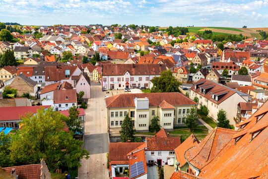 Rooftop panoramic view of Rimpar near W�rzburg with red roofs in Bavaria