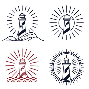 Five distinct logos featuring a woman's face with a crown and sun rays Vector