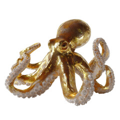 Fototapeta premium Golden octopus with detailed texture on black background