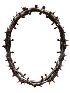 Metallic thorn frame with red gem accents