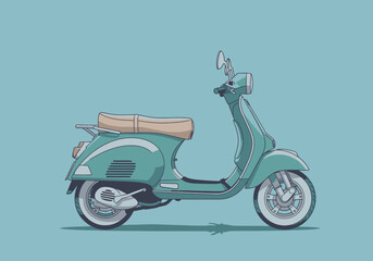 Obraz premium Vintage scooter illustration viewed from the side on a simple background