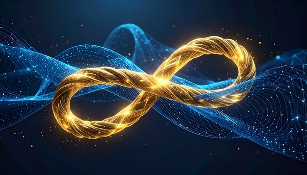 Abstract Golden Infinity Loop Energy Wave Particle Background